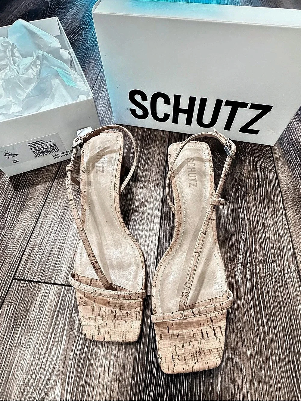 Schutz Heloise Mid Block Heel Leather Sandals US 10.5B New in box